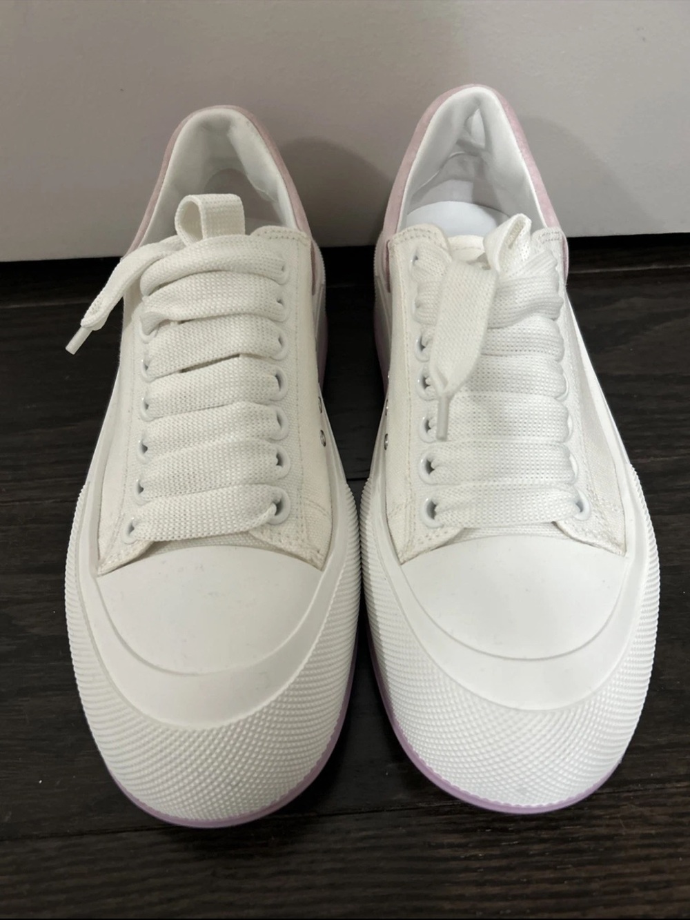 Alexander McQueen Deck Plimsoll Size 37 WhiteBeige Canvas and Suede Lace Up
